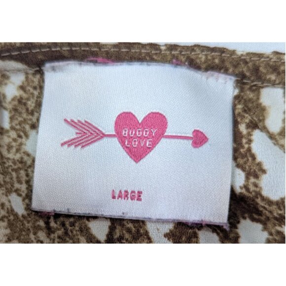 Buddy Love High-Low Ruffle Hem Dress Brown Animal Print Flutter Sleeve Western - Picture 12 of 12